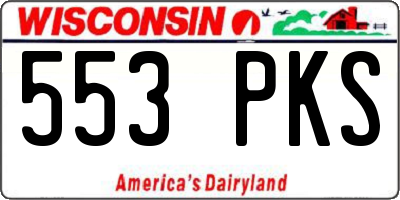 WI license plate 553PKS