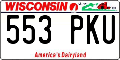 WI license plate 553PKU