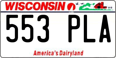 WI license plate 553PLA