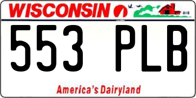 WI license plate 553PLB