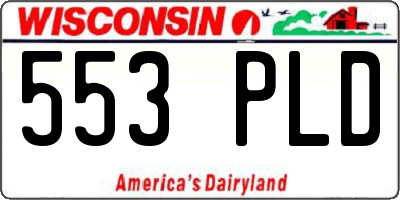 WI license plate 553PLD