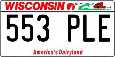 WI license plate 553PLE