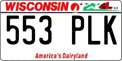 WI license plate 553PLK