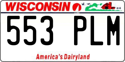 WI license plate 553PLM