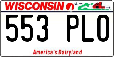 WI license plate 553PLO