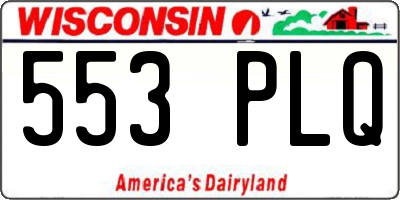 WI license plate 553PLQ