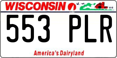 WI license plate 553PLR