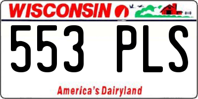 WI license plate 553PLS