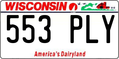 WI license plate 553PLY