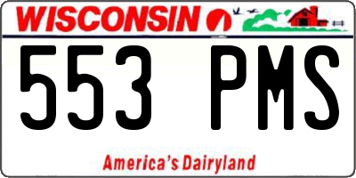 WI license plate 553PMS