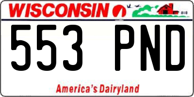 WI license plate 553PND