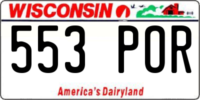 WI license plate 553POR