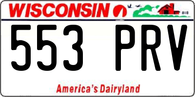 WI license plate 553PRV