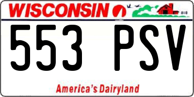 WI license plate 553PSV