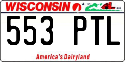 WI license plate 553PTL