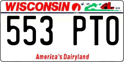 WI license plate 553PTO