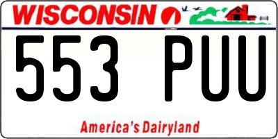 WI license plate 553PUU