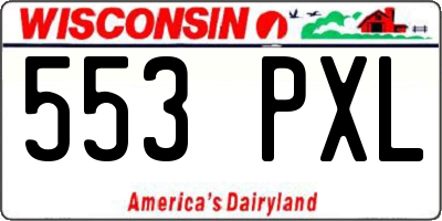 WI license plate 553PXL