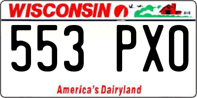 WI license plate 553PXO