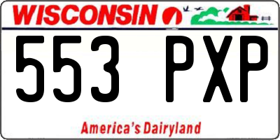 WI license plate 553PXP
