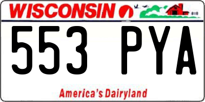 WI license plate 553PYA