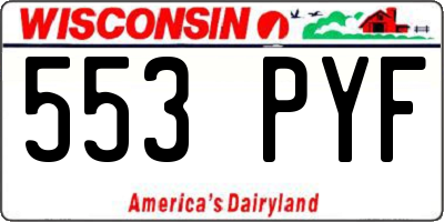 WI license plate 553PYF