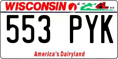 WI license plate 553PYK