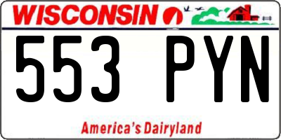 WI license plate 553PYN