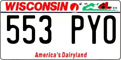 WI license plate 553PYO