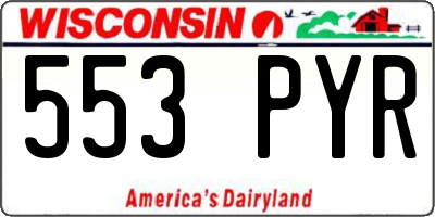 WI license plate 553PYR