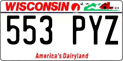 WI license plate 553PYZ