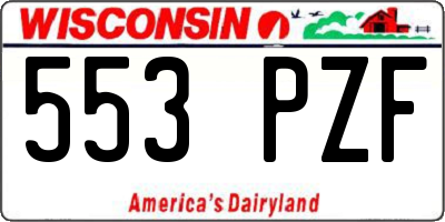 WI license plate 553PZF