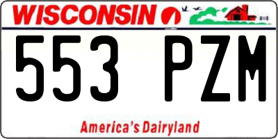 WI license plate 553PZM