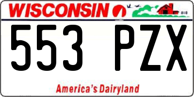 WI license plate 553PZX