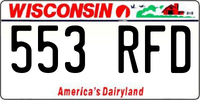 WI license plate 553RFD