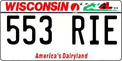 WI license plate 553RIE
