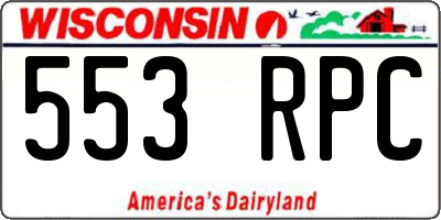 WI license plate 553RPC