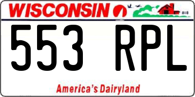 WI license plate 553RPL
