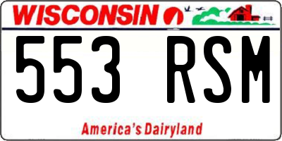 WI license plate 553RSM