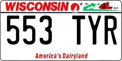 WI license plate 553TYR
