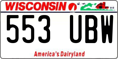 WI license plate 553UBW