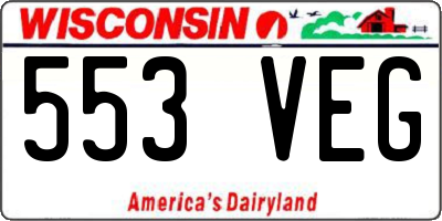 WI license plate 553VEG