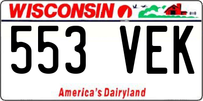 WI license plate 553VEK