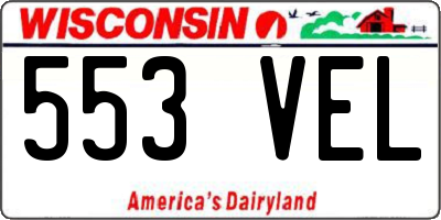 WI license plate 553VEL