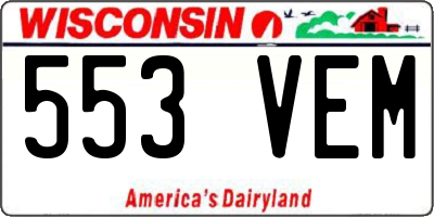 WI license plate 553VEM