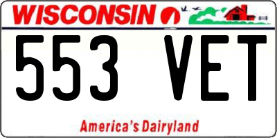 WI license plate 553VET