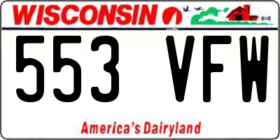 WI license plate 553VFW