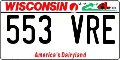 WI license plate 553VRE