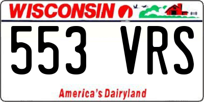 WI license plate 553VRS