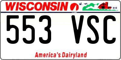 WI license plate 553VSC